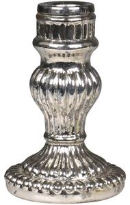 Strieborný antik sklenený svietnik Mercury - Ø 7*11,5 cm - Chic Antique