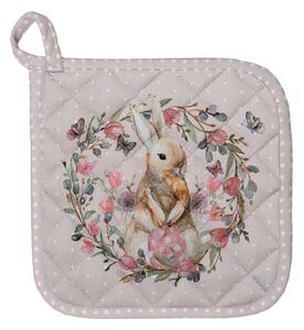 Bavlnená chňapka - podložka so zajačikom Happy Bunny - 20*20 cm - Clayre & Eef