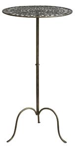Mosadzný kovový odkladací stolík Arras s patinou- Ø 40*77 cm - Chic Antique
