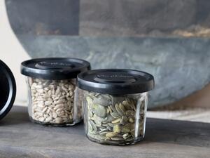 Sklenená dóza s čiernym viečkom French Jam - Ø 7,5*5,5 cm - Chic Antique