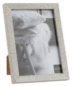 Strieborný dekoratívny fotorámik s flitrami Glitter silver - 15*2*20 cm / 13*18cm - J-Line by Jolipa
