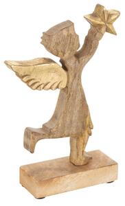 Drevený anjel s vyberací hviezdou - 15*2,5*20cm - J-Line by Jolipa