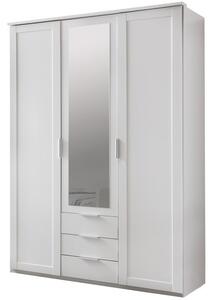 Šatníková skriňa Nadja, 135 cm, biela/zrkadlo