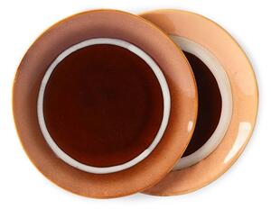 2ks hnedo-broskyňový dezertný tanier 70s moss - Ø 17,5*2cm - HKLIVING