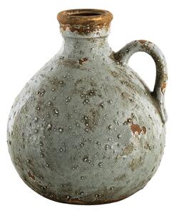 Sivá keramická dekoratívna váza s uškom - 18*17*20 cm - Clayre & Eef