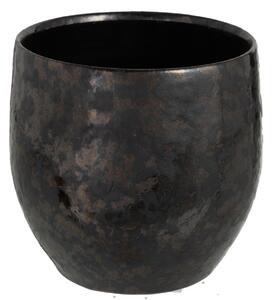Dymovo-strieborný antik keramický kvetináč Smokey - Ø 18*18cm - J-Line by Jolipa