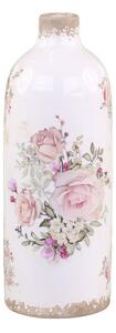 Keramická dekoračná váza s ružami Rose pattern L - Ø 11*31cm - Chic Antique