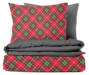Ervi FLANELOVÉ bavlnené obliečky - Vianočný Tartan/sivé