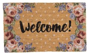 Kokosová rohožka s ružami a Welcome Dotty Rose - 75*45*1 cm - Clayre & Eef