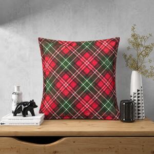 Ervi obliečka na vankúš FLANELOVÝ s lemom - Vianočný Tartan