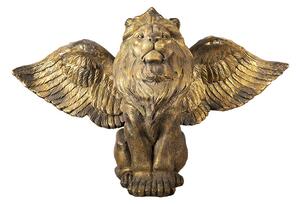 Zlatá antik dekorácia socha lev s krídlami Lion Gold - 100*50*62 cm - Clayre & Eef