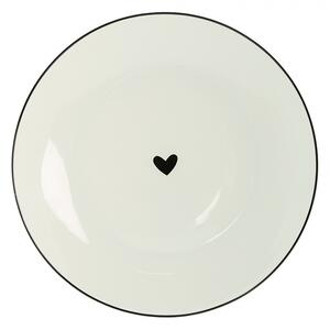 Porcelánový dezertný tanierik so srdiečkom Love Birds - Ø 20*2 cm - Clayre & Eef