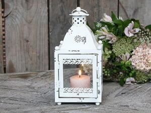 Krémová antik kovová lampáš Lasien - 11*11*24cm - Chic Antique