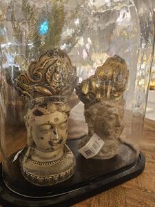 Šedo-zlatá dekorácia socha hlava Budha - 11*9*22 cm - Clayre & Eef