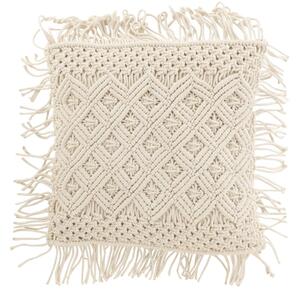 Prírodne biely vankúš s drhaným vzorom Macramé Cosy - 50*12*50 cm - J-Line by Jolipa