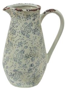 Dekoratívny béžový keramický džbán so šedými kvetmi Alana M - 20*14*25 cm - Clayre & Eef