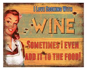 Kovová nástenná ceduľa Cooking with Wine - 25*1*20 cm - Clayre & Eef