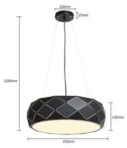 Luster na lanku REUS 3xE27/40W/230V, priemer 47 cm, čierny