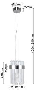 Závesný luster na lanku VETRO 1xE14/10W/230V, lesklý chróm