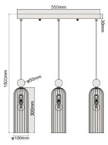 Luster na lanku PIEGA 3xE14/40W/230V mosadz/dymová béžová