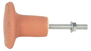 Oranžová keramická úchytka zo zlatými bodkami Dria - Ø 4*3 cm - Clayre & Eef