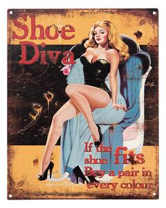 Nástenná kovová ceduľa Shoe Diva - 20*1*25 cm - Clayre & Eef