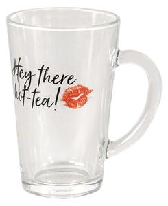 Sklenený hrnček s nápisom Hot Tea - 11*8*13 cm / 300 ml - Clayre & Eef