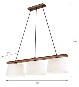 Závesný luster na lanku AIDA 3xE27/60W/230V pr. 25 cm dub/orech