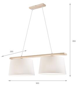 Luster na lanku AIDA 2xE27/60W/230V pr. 35 cm dub/biela