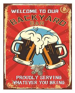 Červená nástenná ceduľa Backyard Bar - 20*1*25 cm - Clayre & Eef
