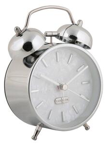 Dizajnový budík Karlsson 6009CH strieborný,priemer 12 cm
