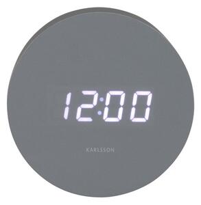 Karlsson 5981GY dizajnové LED hodiny s budíkom sivá, pr. 9 cm