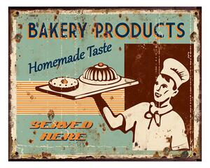 Zelená nástenná kovová ceduľa Bakery Products - 25*1*20 cm - Clayre & Eef