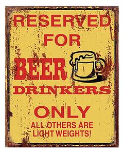Žltá nástenná kovová ceduľa Beer - 20*1*25 cm - Clayre & Eef