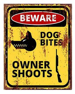Žltá nástenná kovová ceduľa Beware - 20*1*25 cm - Clayre & Eef