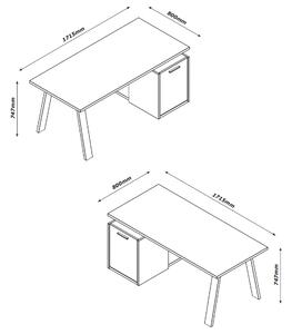 Písací stôl ENNIO dub elegance/antracit, s kontajnerom