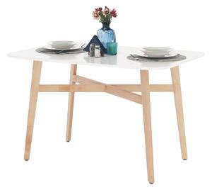 KONDELA Jedálenský stôl, biela/prírodná, 120x80 cm, CYRUS 2 NEW