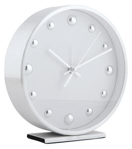 Dizajnové stolové hodiny/budík Karlsson 5970WHbiely, priemer 16 cm