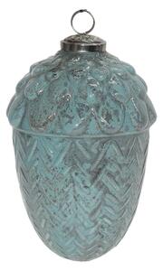 Tyrkysová sklenená vianočná ozdoba šiška - Ø 10*16 cm - Clayre & Eef