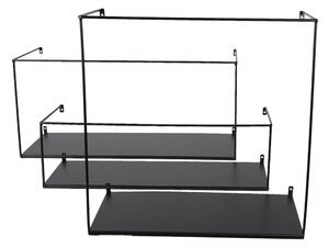Set 3ks čierna antik nástenná polička - 55*20*25 / 50*16*15 / 40*18*40 cm - Clayre & Eef