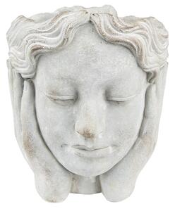 Šedý cementový kvetináč hlava ženy v dlaniach - 20*23*25 cm - Clayre & Eef