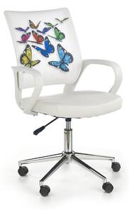 Detská stolička na kolieskach IBIS BUTTERFLY — biela, vzor motýle
