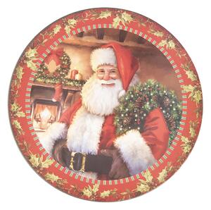 Plastový vianočný okrúhly podnos/tanier Santa I - Ø 33*1 cm - Clayre & Eef