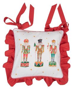 Bavlnený podsedák s volánikmi a luskáčikmi Happy Little Christmas - 40*40 cm - Clayre & Eef