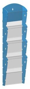 Nástenný plastový zásobník na prospekty - 1x4 A4, modrý