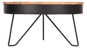Čierny konferenčný stolík s doskou z mangového dreva LABEL51 Saran, ⌀ 80 cm