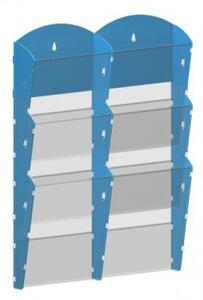 Nástenný plastový zásobník na prospekty - 2x3 A5, modrý
