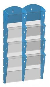 Nástenný plastový zásobník na prospekty - 2 x 4 A4, modrý