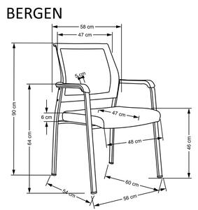 Konferenčná stolička BERGEN - látka, sieťovina, čierna