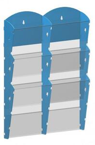 Nástenný plastový zásobník na prospekty - 2 x 3 A5, modrý